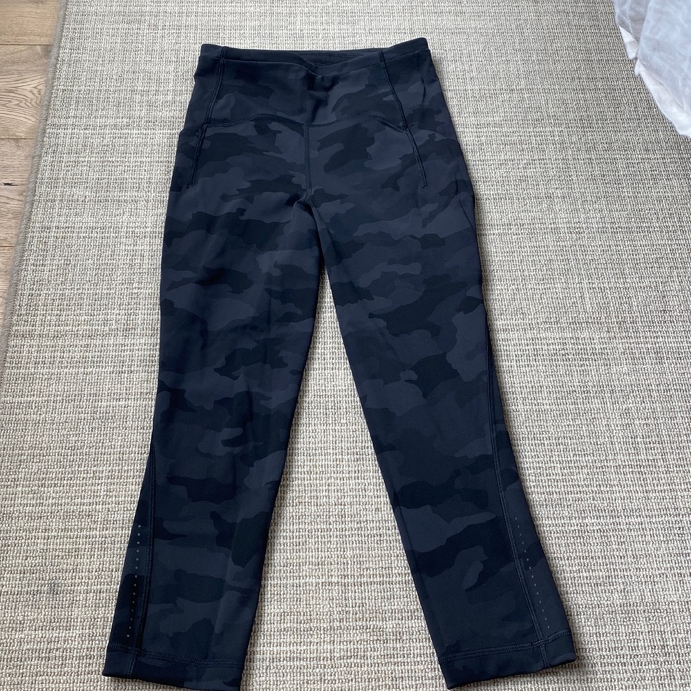 Camo lululemon 3/4 length workout pants, lightly worn.